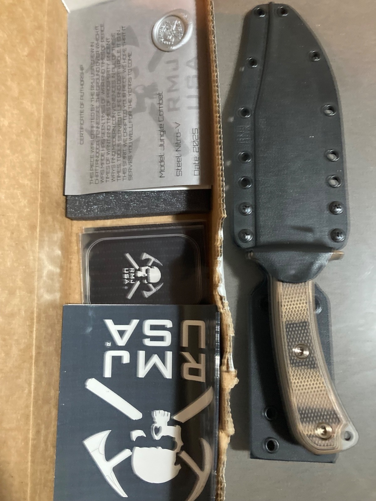 RMJ tactical jungle combat with camo g10 svales and nitro-v steel