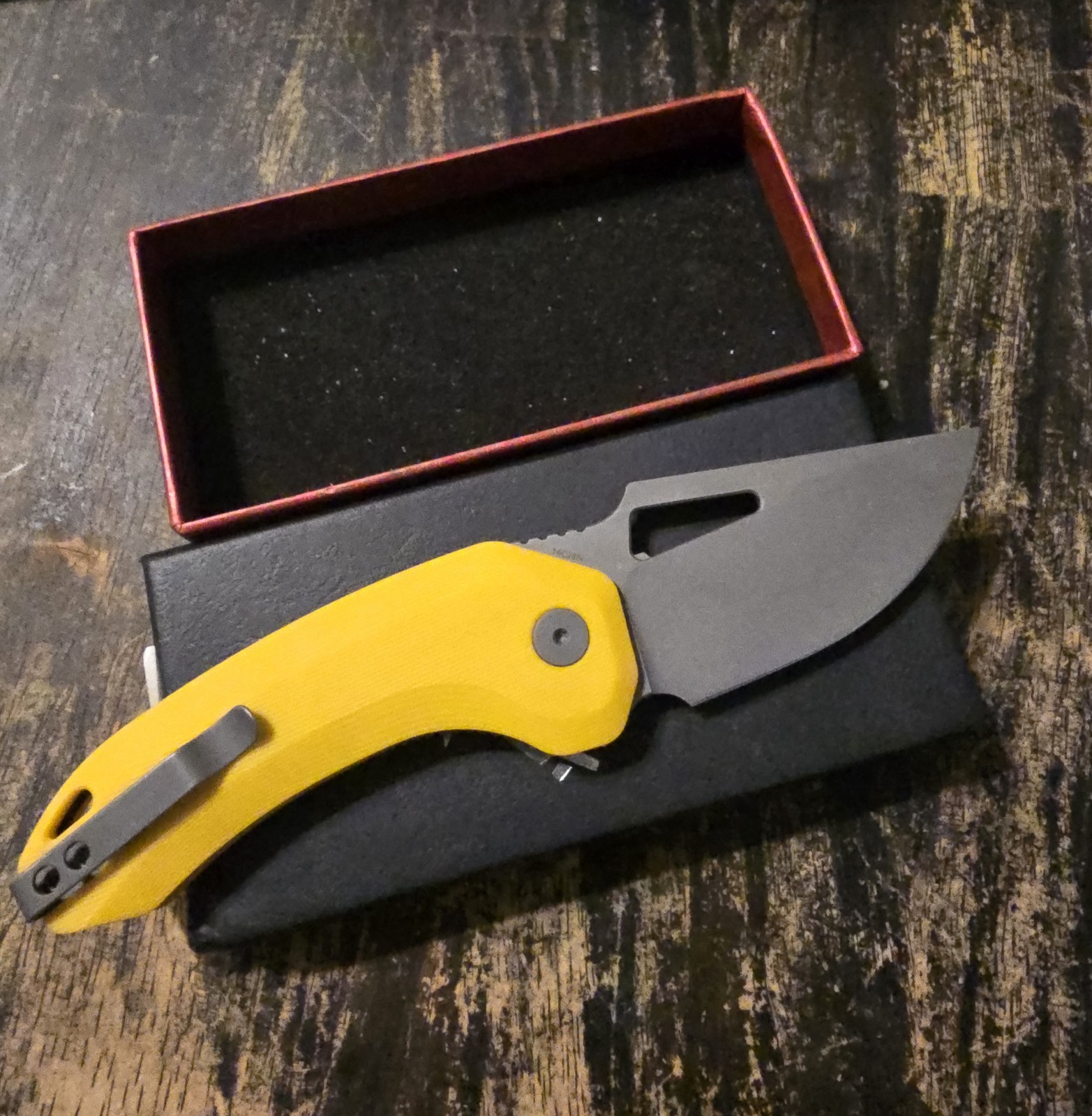 Damned Designs Djinn G10 Folding Pocketknife Yellow Handles