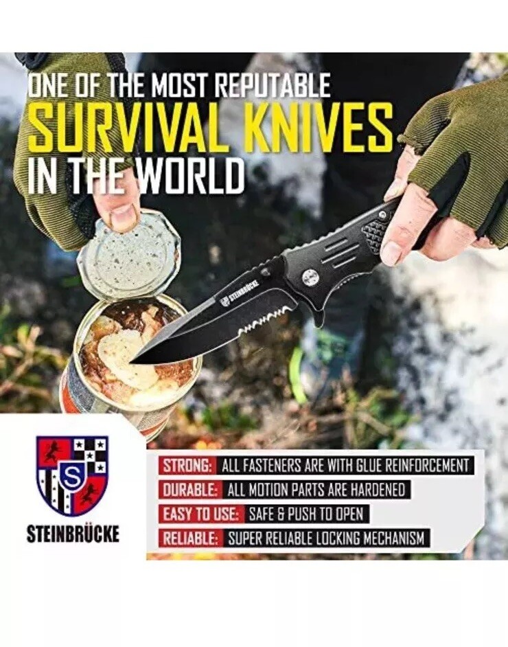 3.4» Tactical Knife Pocket Knife Folding Stainless Steel with Reversible Clip