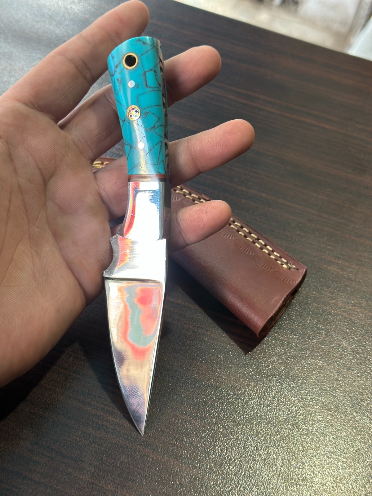 Handmade D2 STEEL Custom risen Hunting Camping Sport Skinner Knife W/Sheath2548