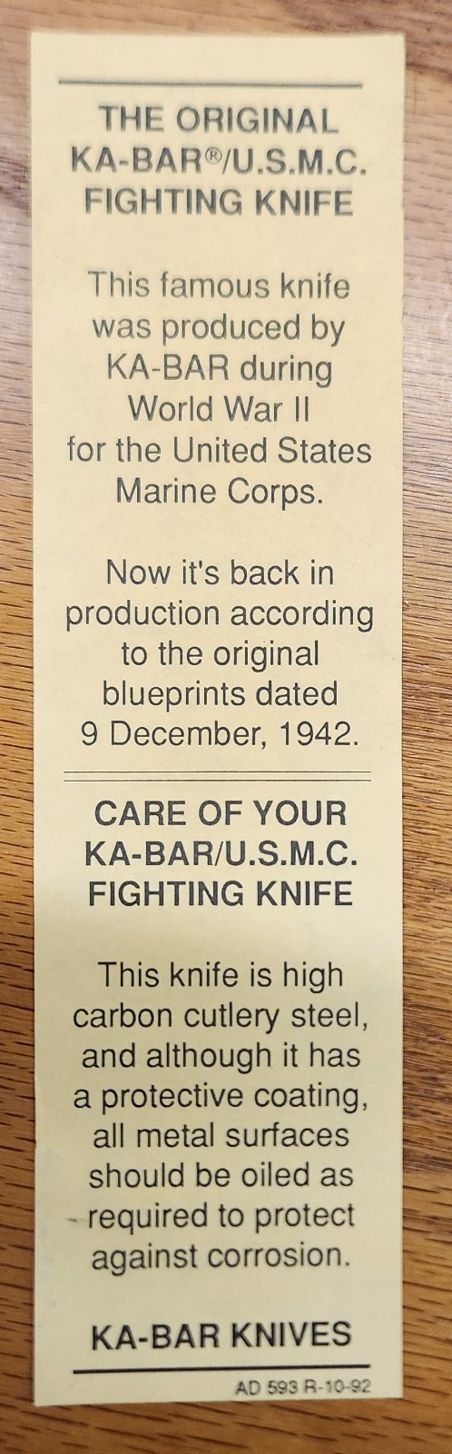 KA-BAR USMC Fighting Knife #1217 Vietnam War Commemorative Edition Box + Sheath