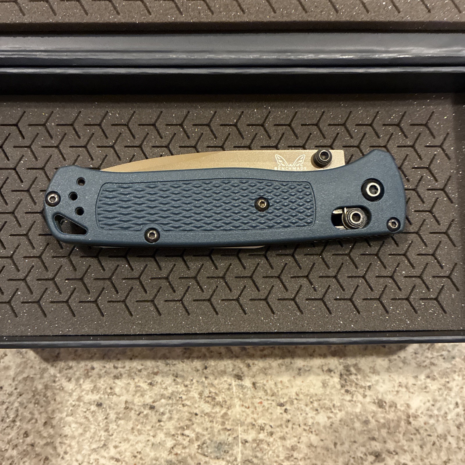 Benchmade 535FE-05 Bugout Knife Crater Blue Grivory Handle S30V Folding Knife