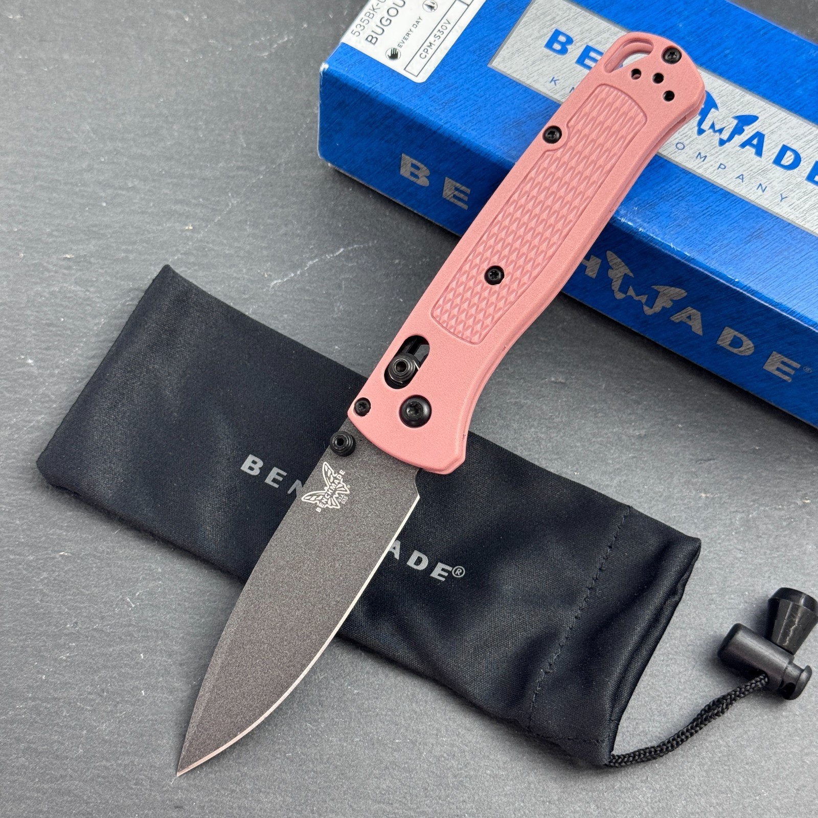 Benchmade Bugout 535BK-06 Black S30V Alpine Glow Grivory Handle Folding Knife