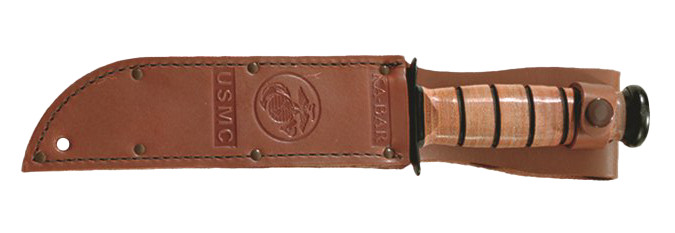 KA-BAR 7 Inch Leather Sheath USMC Logo 1217S Brown Belt Sheath