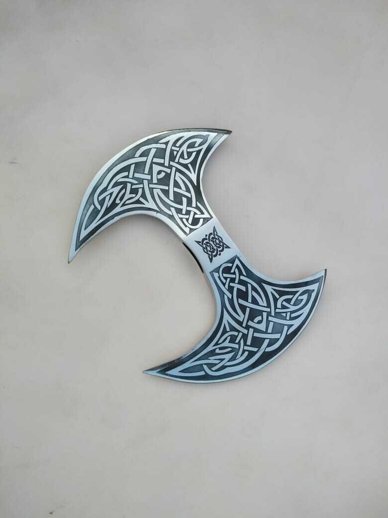 Double Head Hand forged High carbon steel handmade Viking Axe With leather Shet