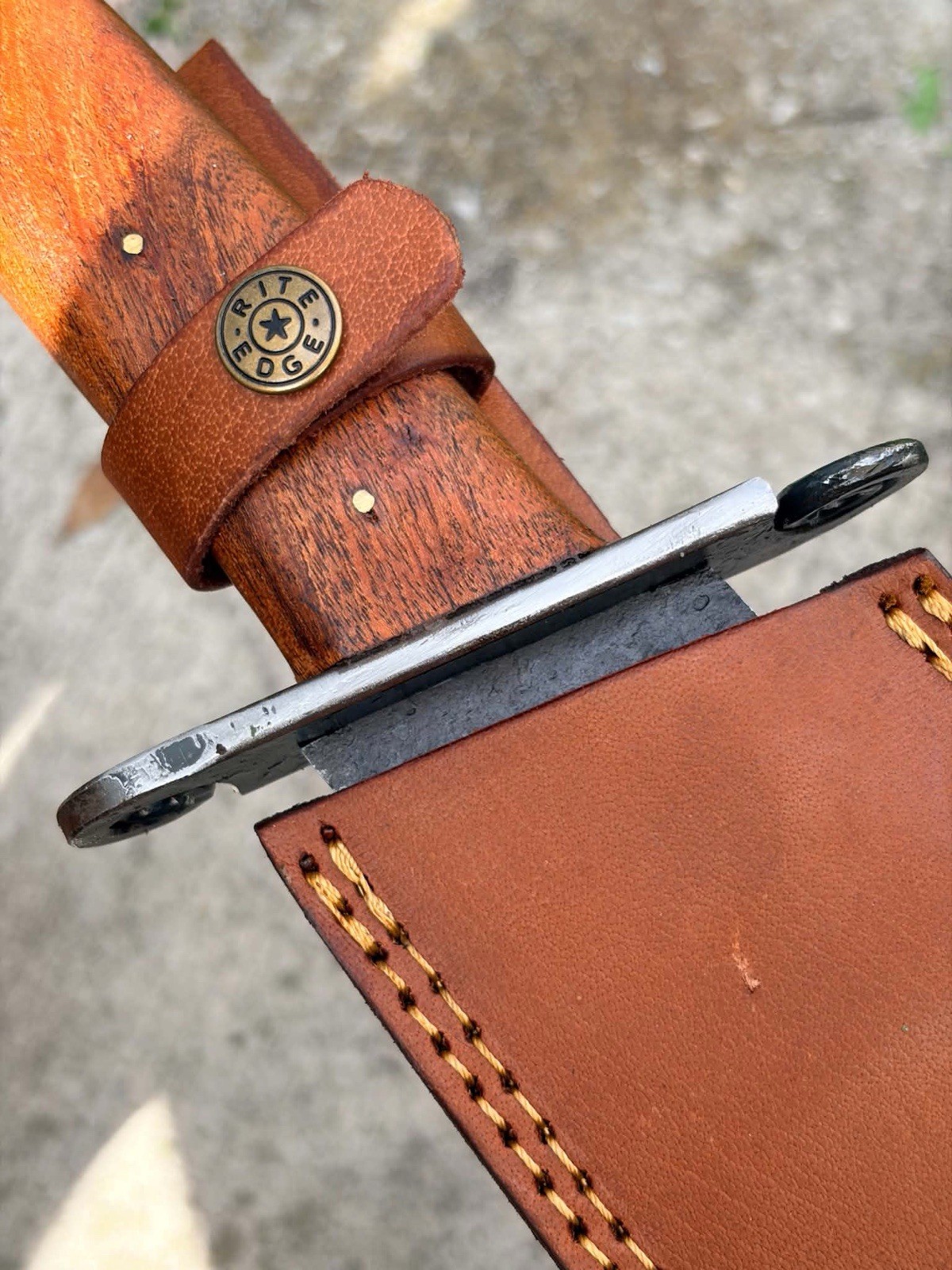 15” Hand Forged Classic Bowie Knife Wood Handle Carbon Steel Leather Sheath EDC