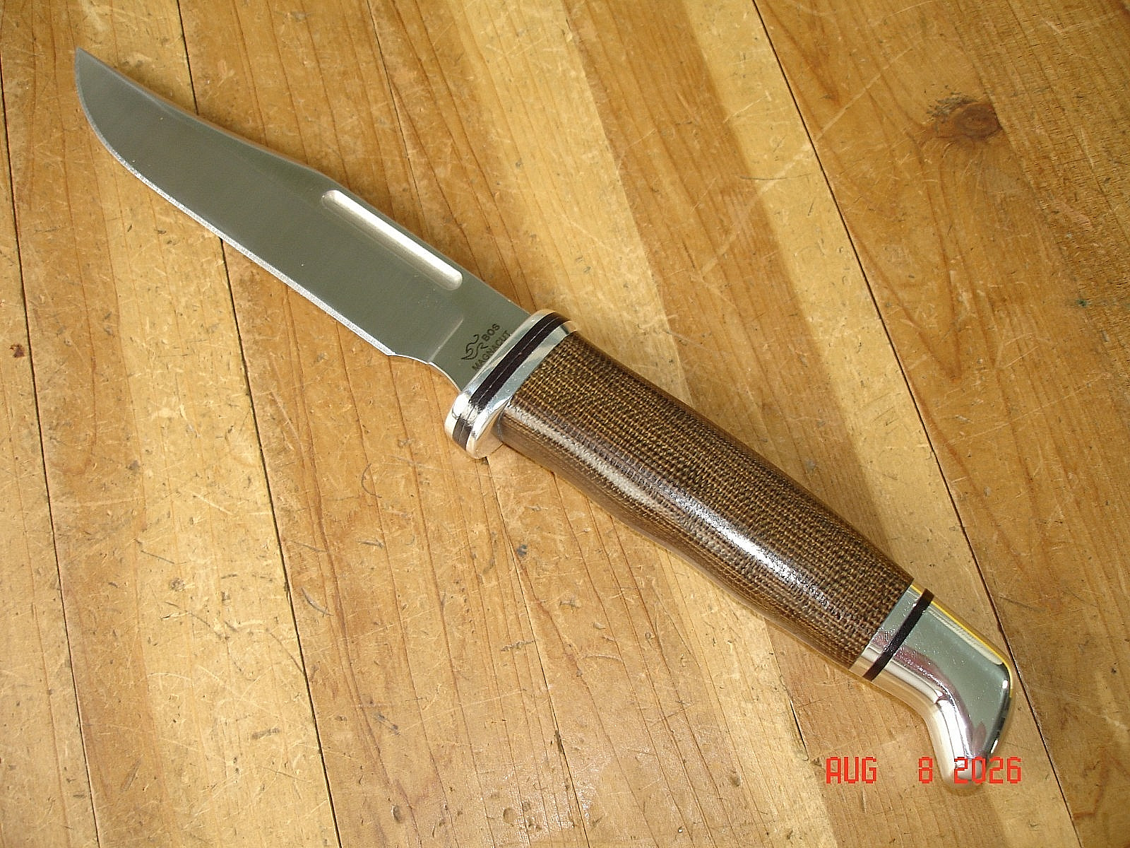 NIB FB BUCK KNIFE 117 BRAHMA BOS MAGNACUT BLADE 102 SIZE MICARTA HANDLE SHEATH