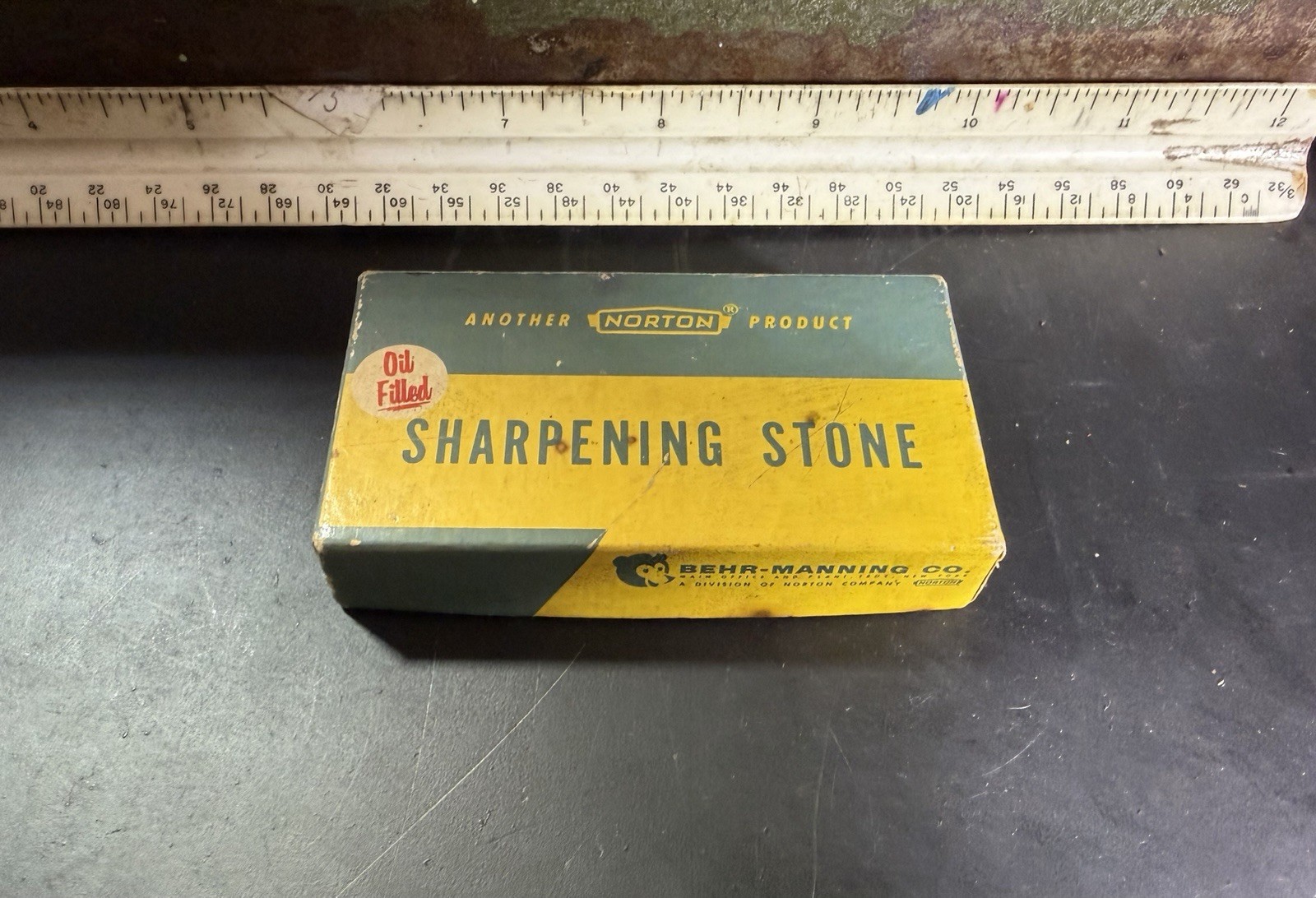Vintage Norton India IB 34 Combination Sharpening Stone NOS Oilstone W/ Box USA