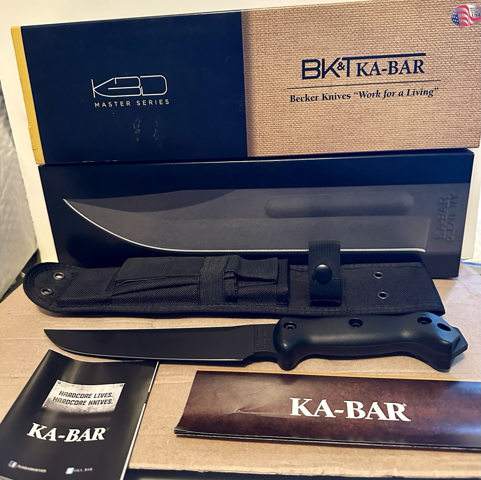 KA-BAR BK5 Magnum Camp Knife; Blade 8”; 1095 Cross-Van Steel Good Condition