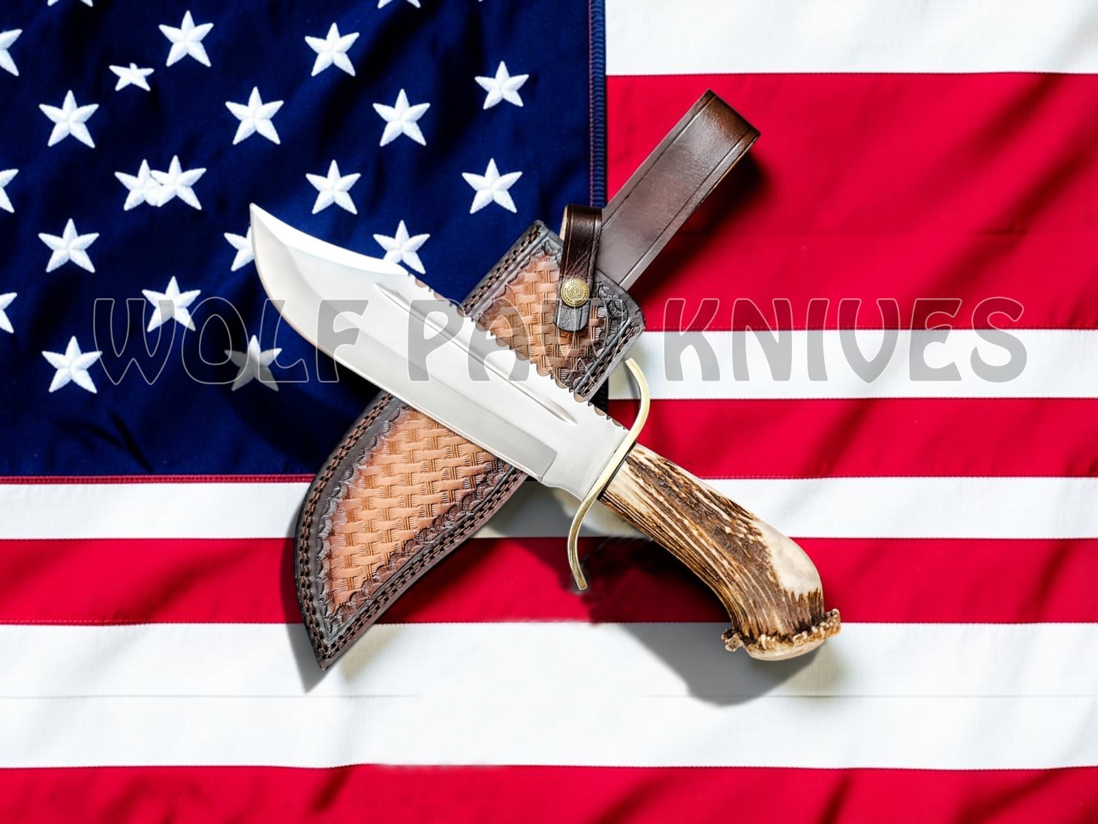 Handmade Hunting Bowie Knife | D2 Steel Blade with Stag Crown Antler Duty Paid