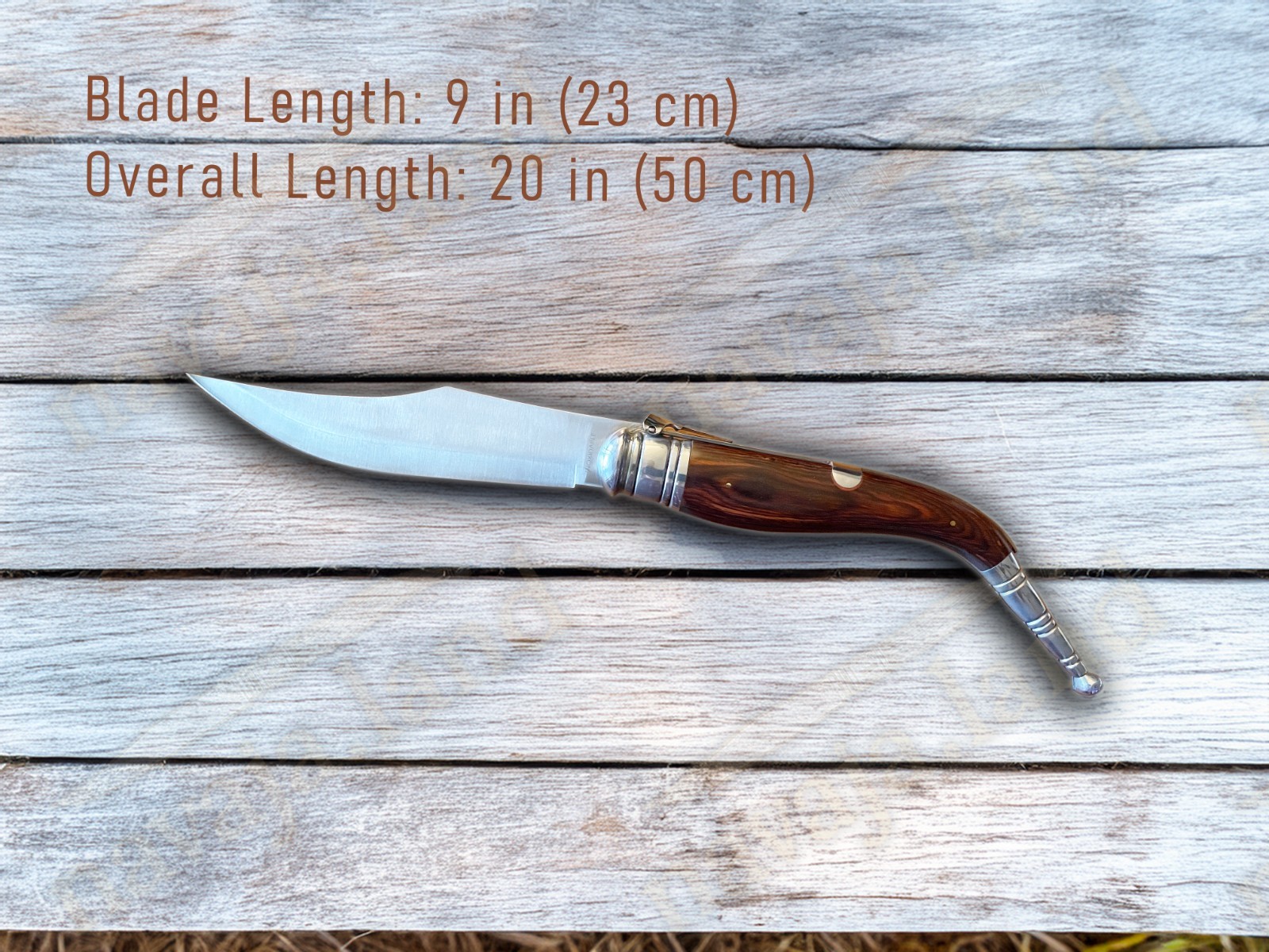 9″ Giant Navaja Sevillana Folding Ratchet Knife Red Wood Scales From Spain
