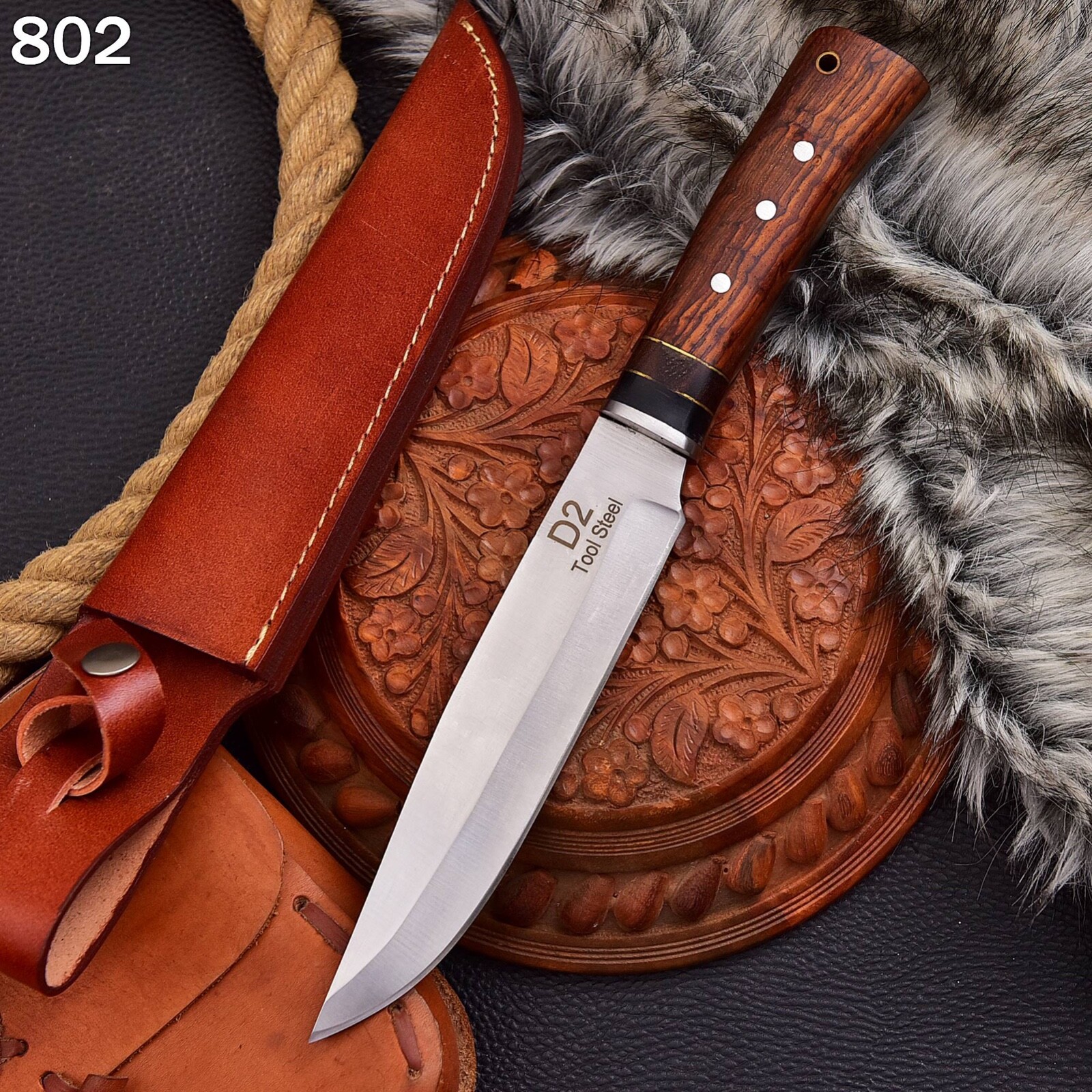 ANZSTYLE KNIVES CLASSIC DROP POINT HUNTER BOCOT WOOD D2 STEEL