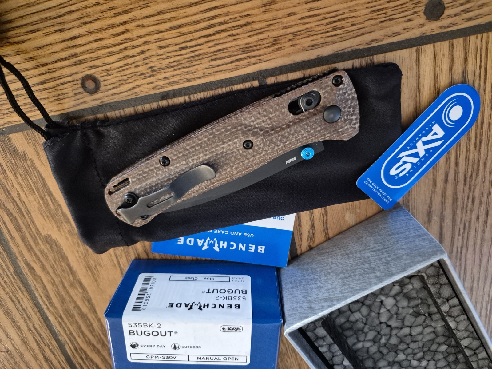 Benchmade Bugout 535 Custom Micarta Brown Scales S30V Blade