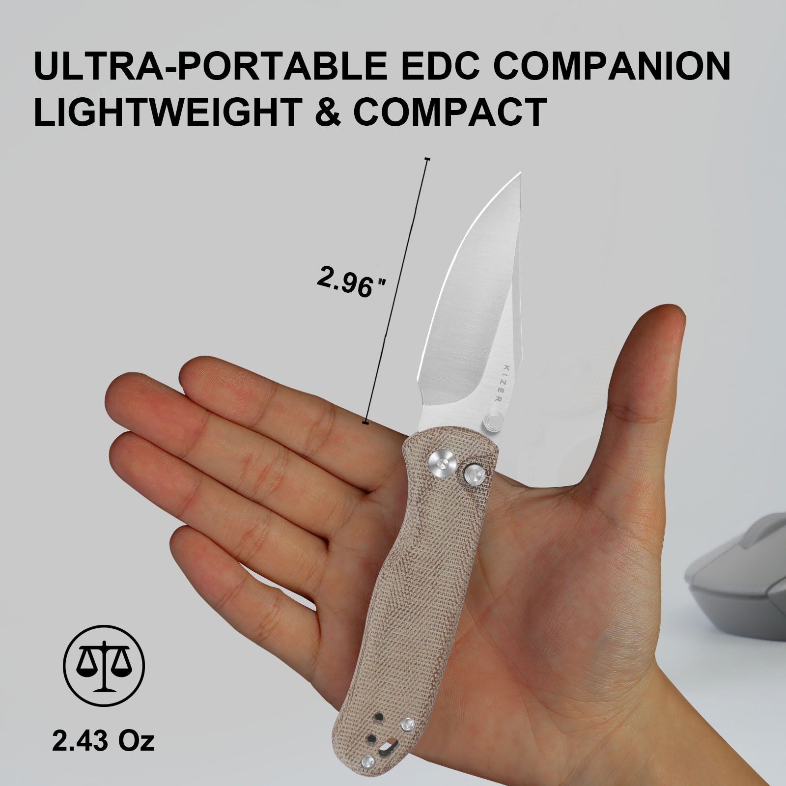 Kizer Drop Bear 2 Folding Pocket Knife Nitro-V Blade Micarta Handle V3619.2CC1