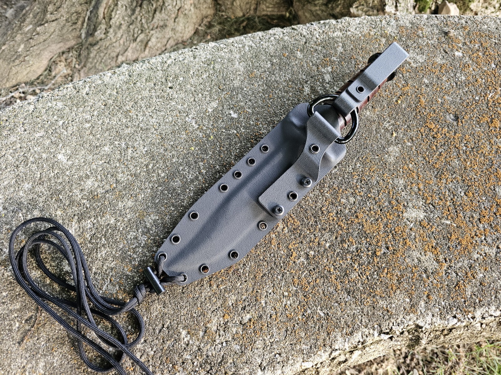 KA-BAR USMC Custom Kydex Sheath, PANCAKE, DANGLER, Mini Firesteel, Paracord(Blk)
