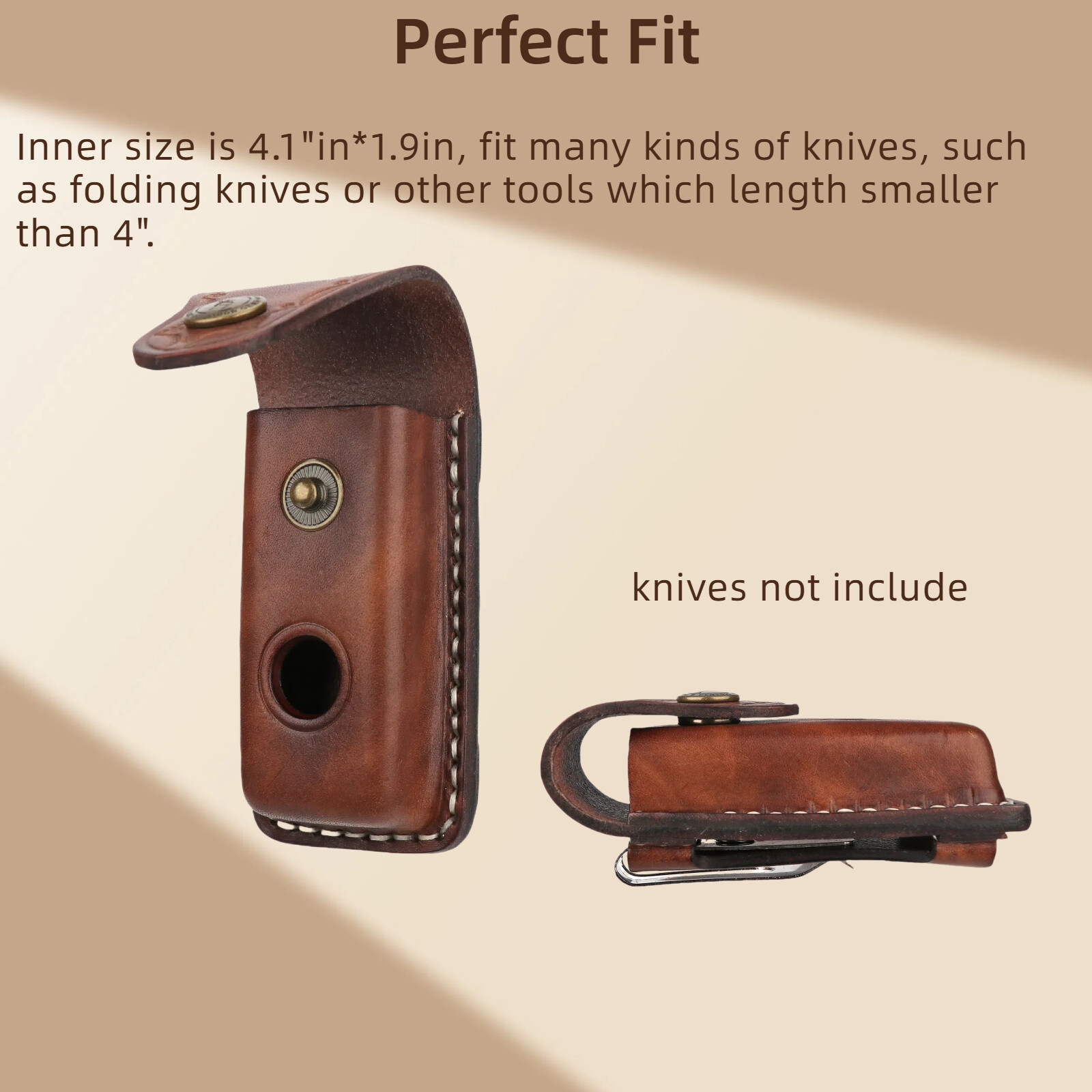 TOURBON Leather Folding Knife Sheath Pocket Knives Case Belt Clip on Pouch