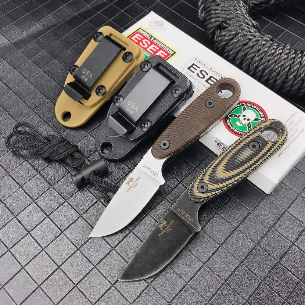 Izula Style Fixed Blade Knife 2.6″ Drop Point High Carbon Skeletonized EDC