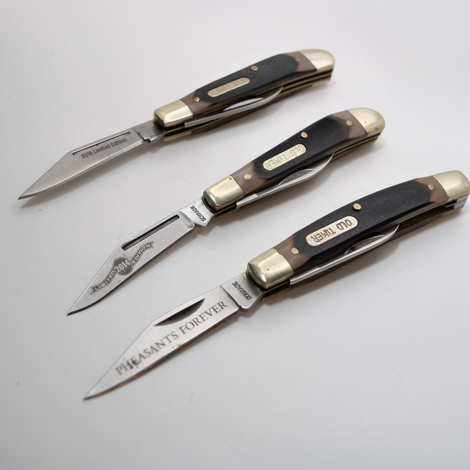 Lot of 3 Schrade Uncle Henry Modern Made Folding Knives Branded 12OT and 33OT