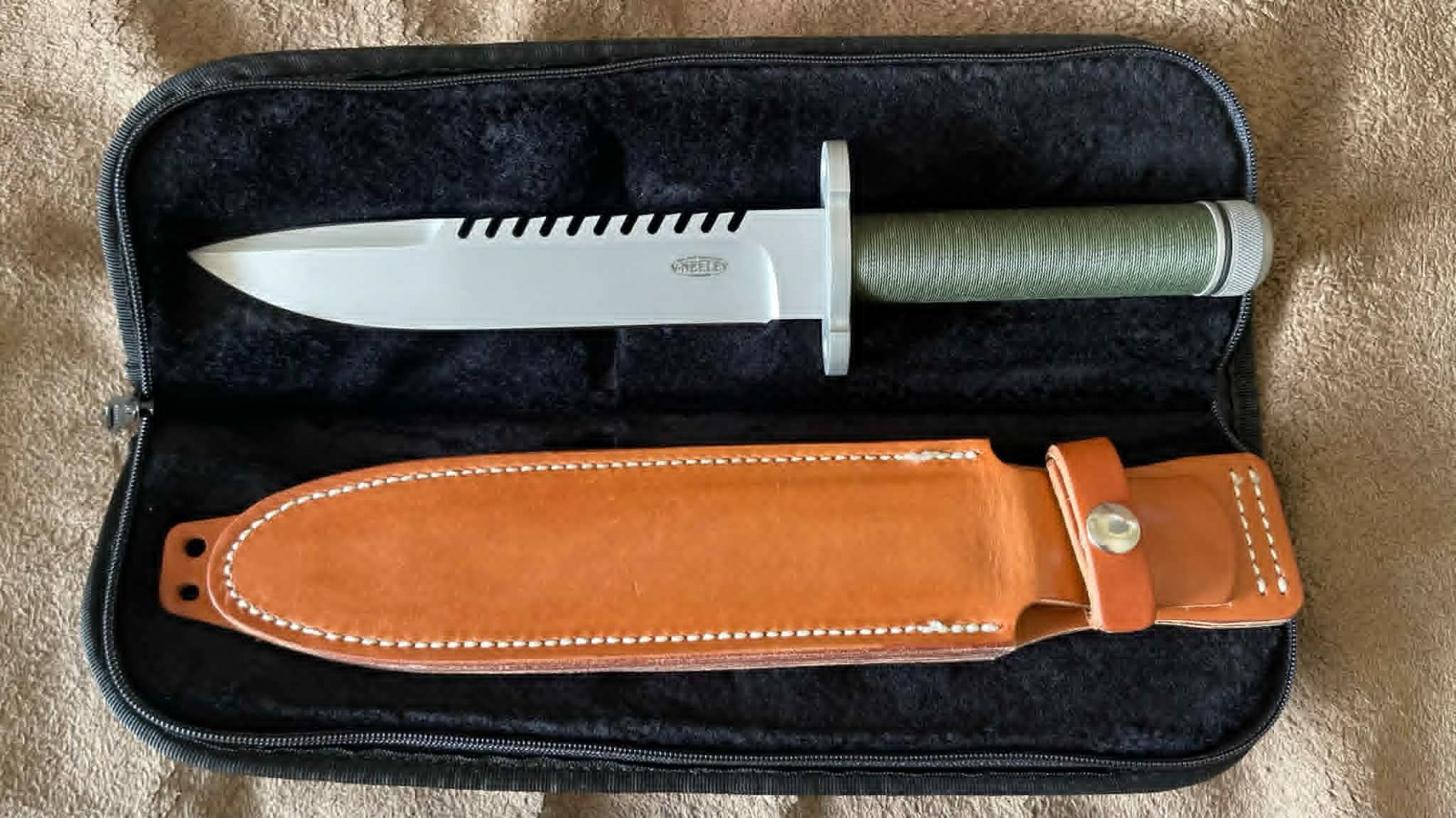 Custom Vaughn Neeley SA Survival Knife w/ Leather Sheath Timberline