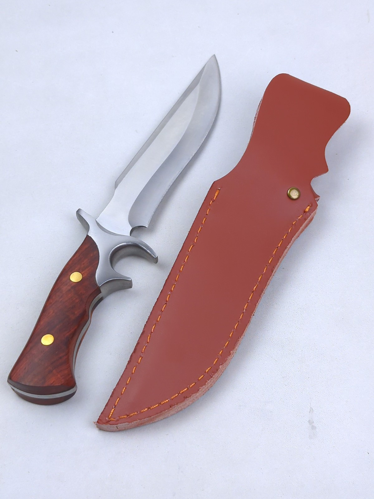 M390 62 HRC, 6-inch STAINLESS STEEL Blade Hunting Knife w/ LEATHER Sheath, NEW
