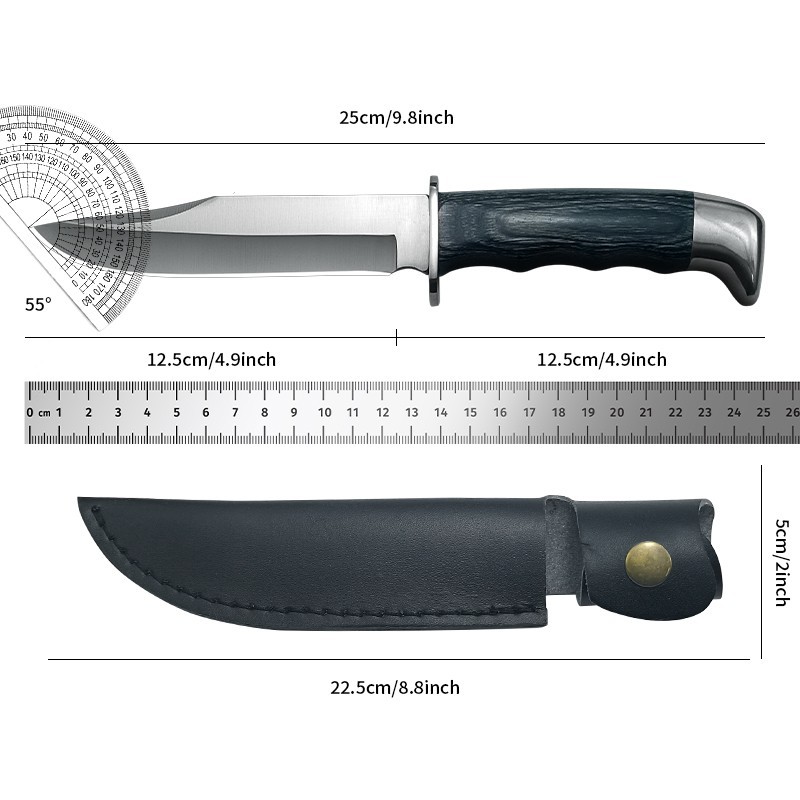 Lightweight Fixed Blade Knife Non-slip Grip Synthetic Leather Sheath