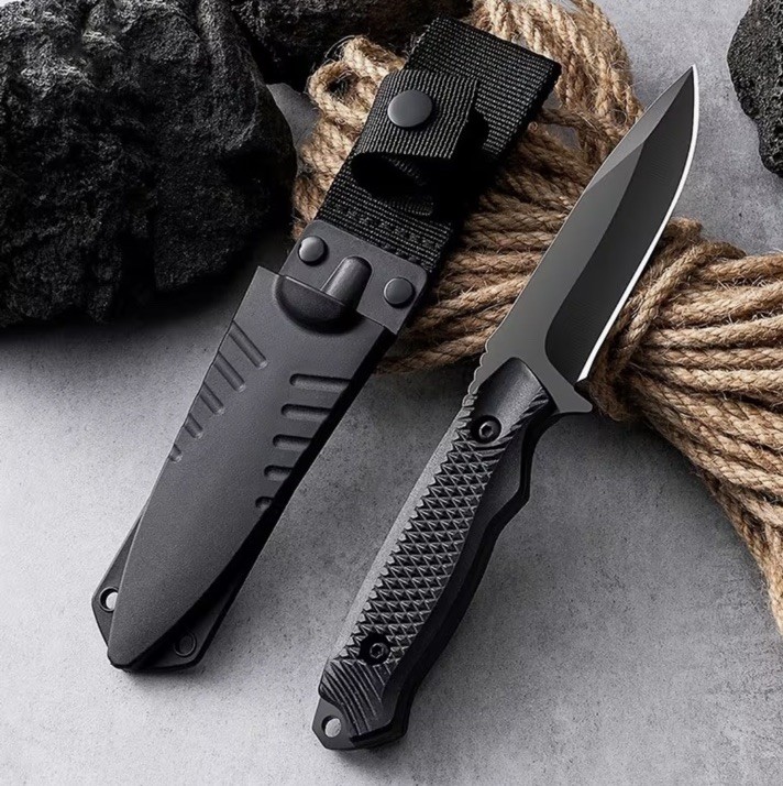 Protector 8” Inch Hunting Knife with Sheath Black Fishing Knife With Sheath