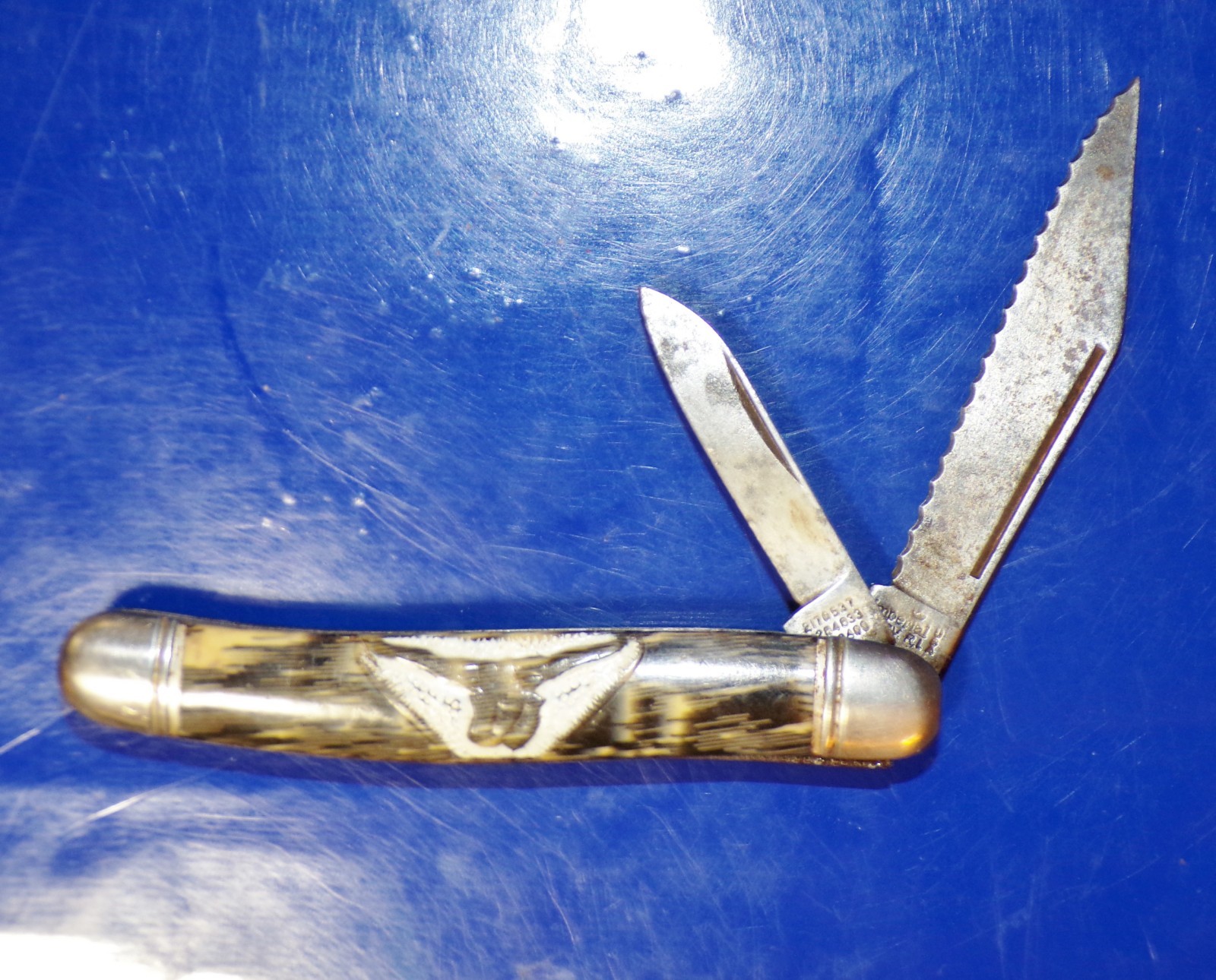 Vintage Imperial U.S.A. Pocketknife w/Embossed Longhorn on Front Scale