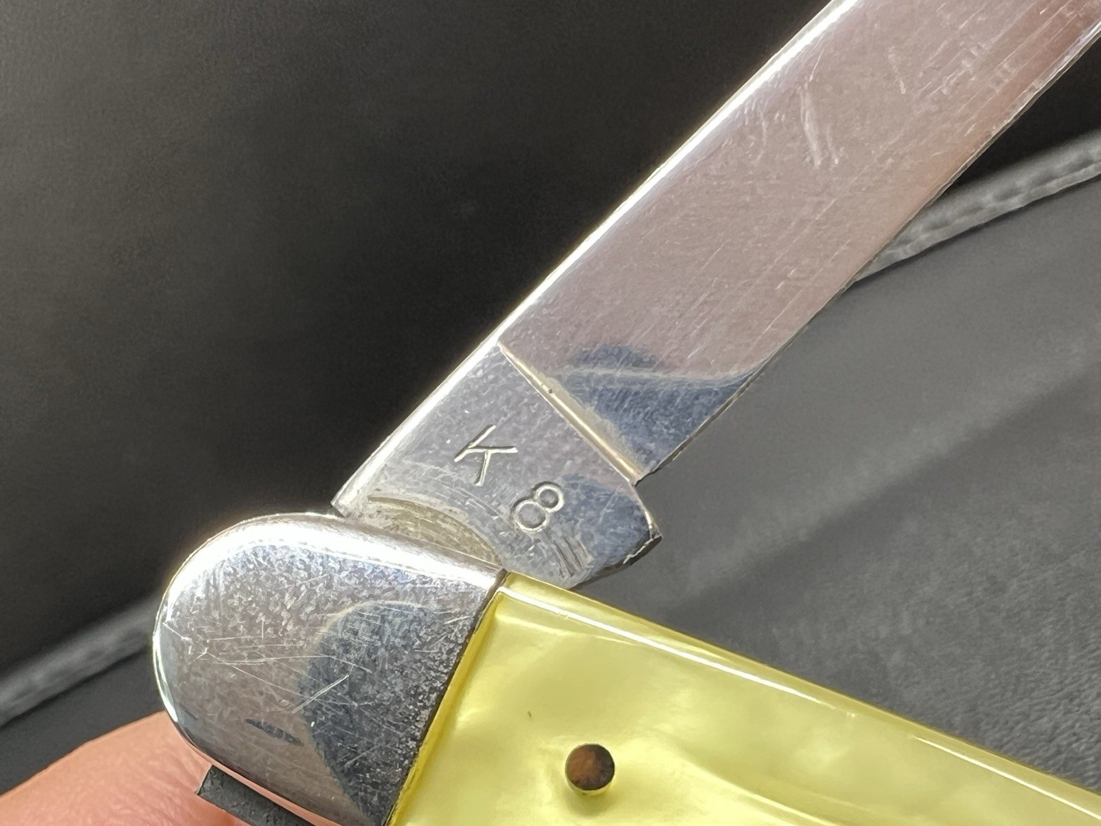 Vintage Keen Kutter Yellow Handle Pocket Knive Advertising Etched.