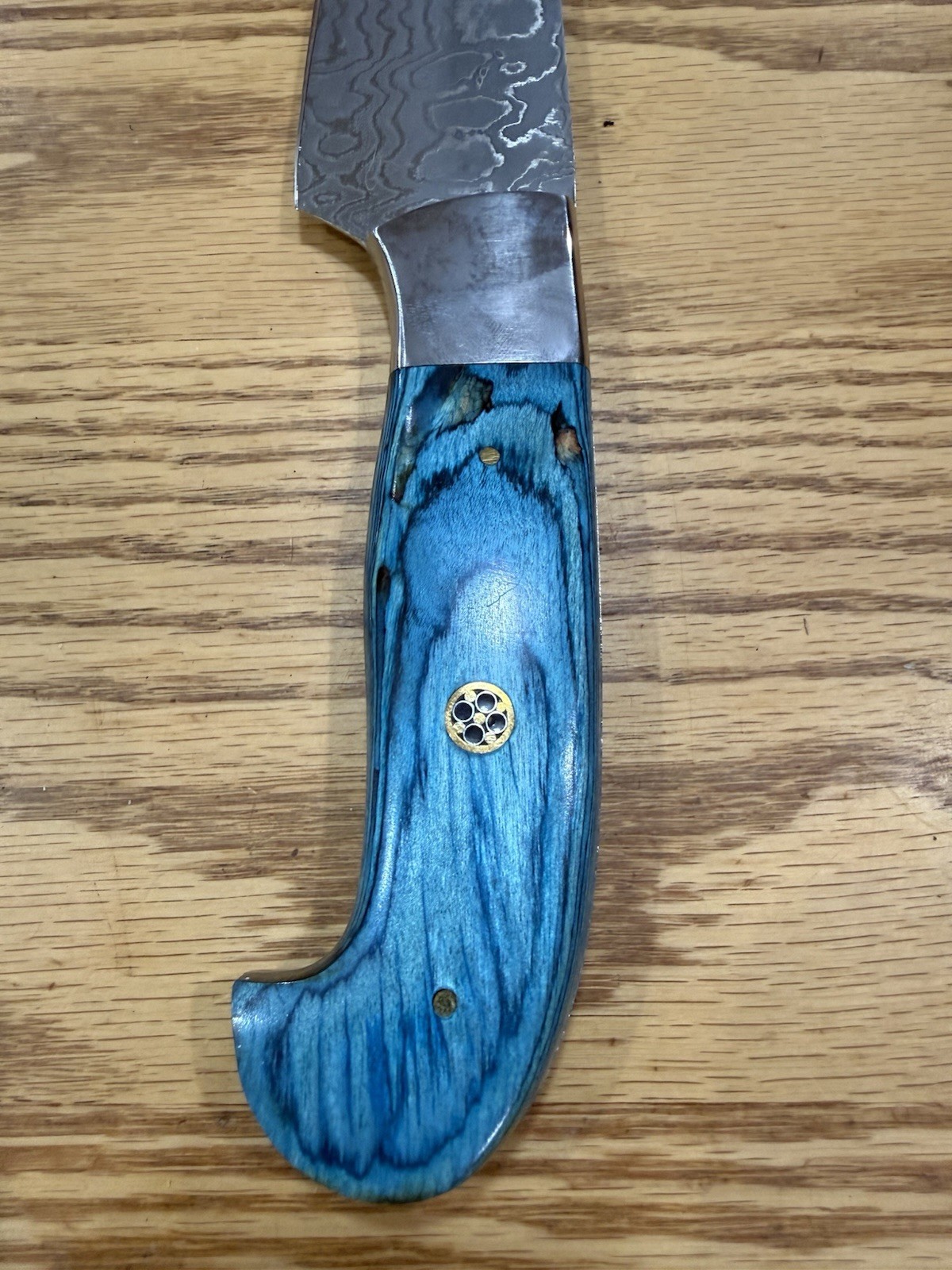 Damascus Steel Chief’s Knife with Turquoise Handle Full Tang Blade