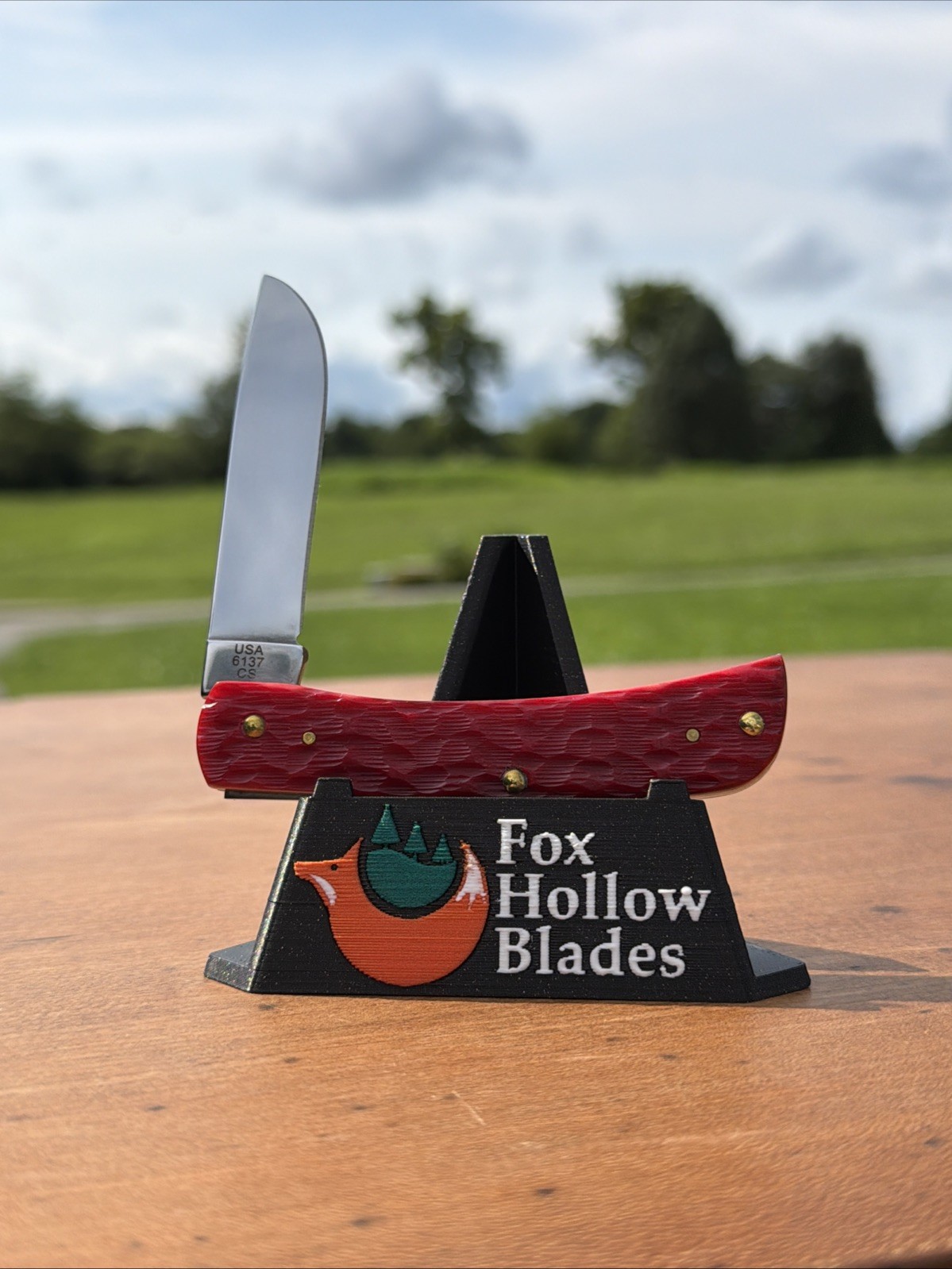 Case XX 2025 Dark Red Peach Seed Jig Bone 6137 CS Sod Buster Jr. Knife