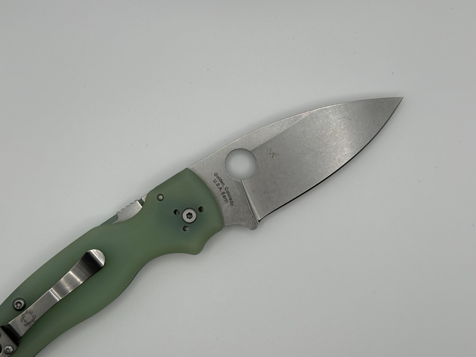 Spyderco Shaman M390 C229 Jade Green Folding Knives FACTORY SECOND NEW