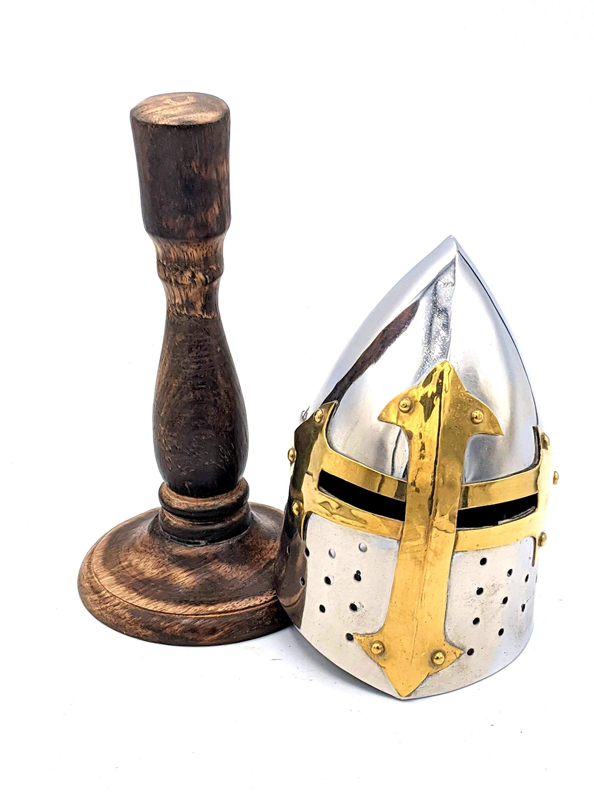 Medieval Mini Helmet with Display Stand for Home Decoration and Gift Accessory