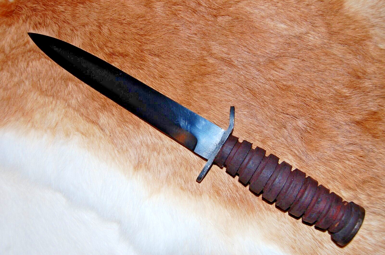 WWII M3 Fighting KA Knife w/ Leather M6 Sheath – Belt Bar – WW2 Reproduction
