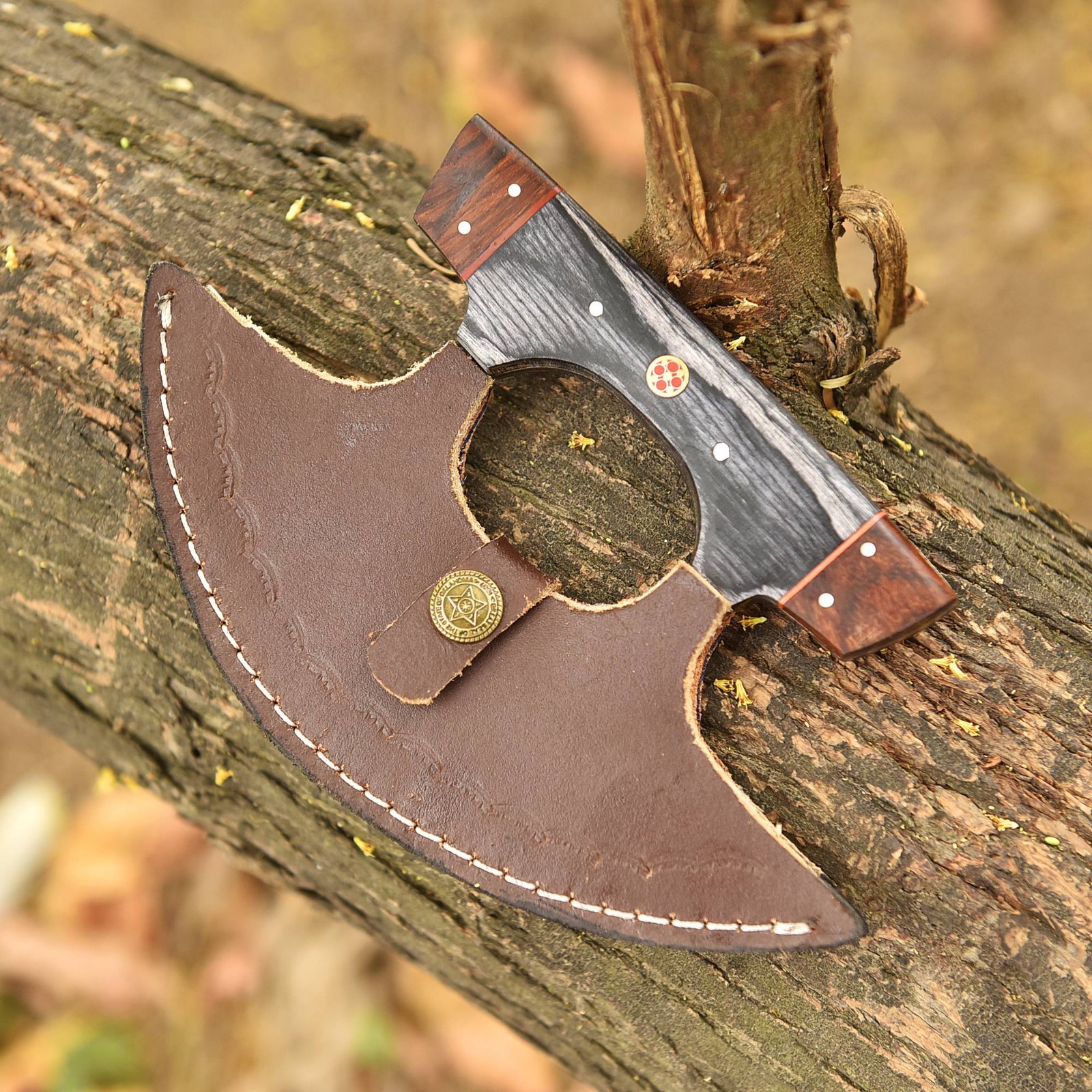 Carbon Steel Handmade Ulu Alaskan Fixed Blade Kitchen Outdoor Knife With Sheath