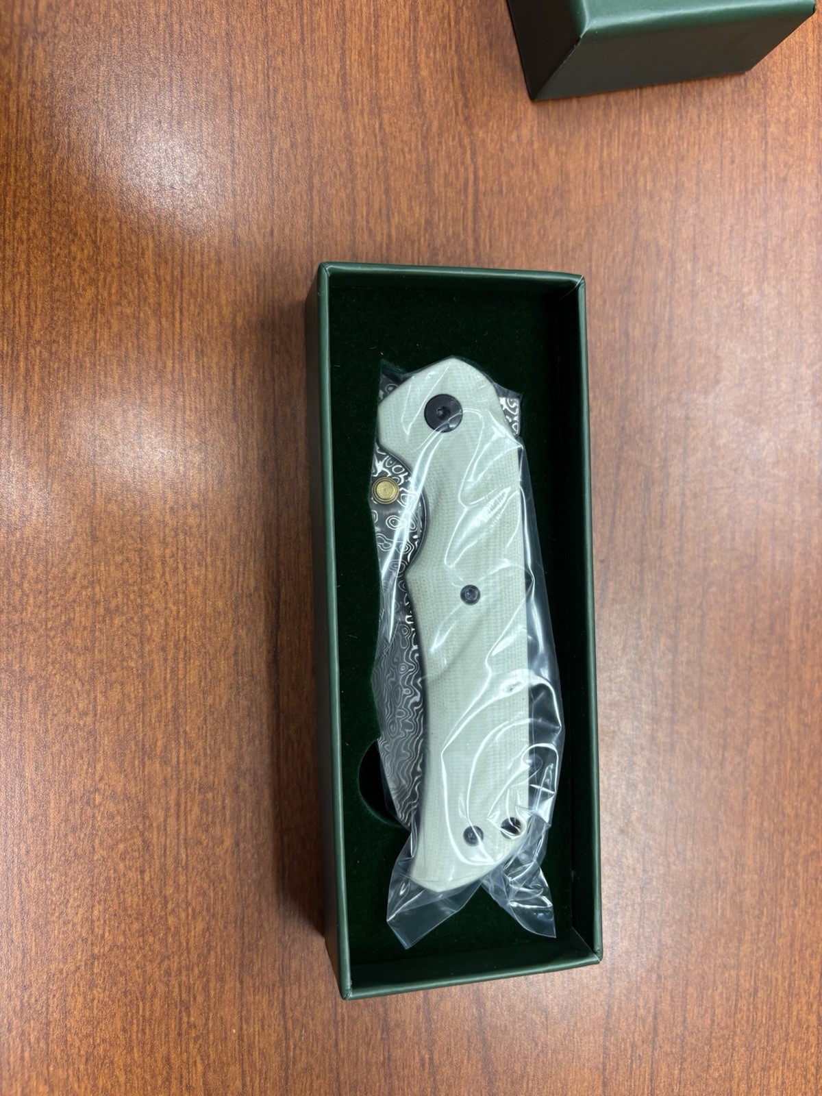 Blade Box Monarch Damascus Drop Point Plain Edge Manual Liner Clip