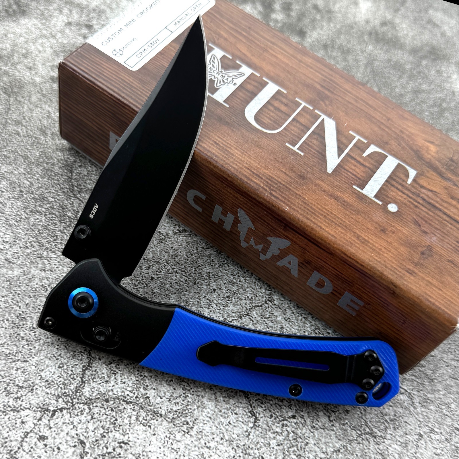 Benchmade 15085-BK Crooked River Black Aluminum G10 Clip-Point Folding Knife