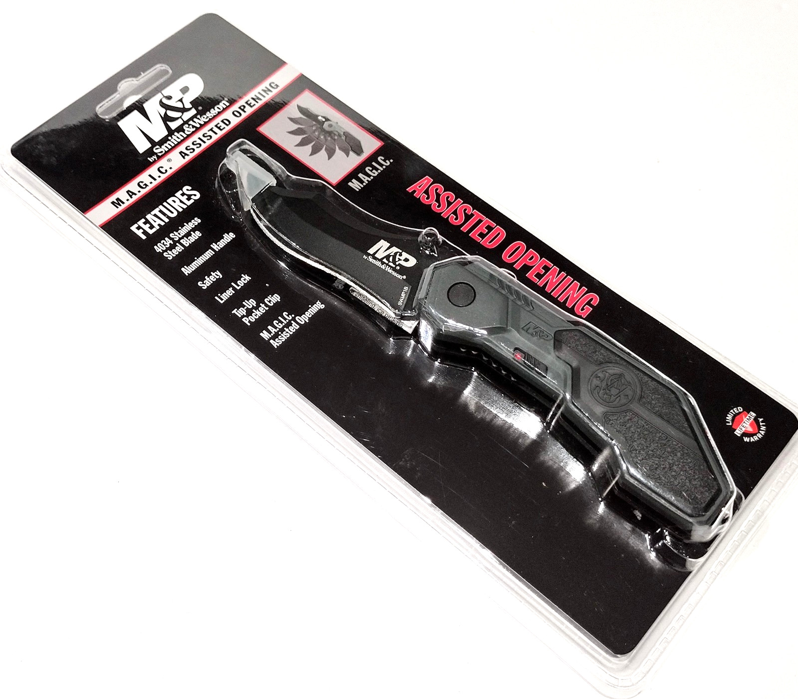 Smith & Wesson M&P Black Gray Spring Open Assisted Tactical Folding Pocket Knife