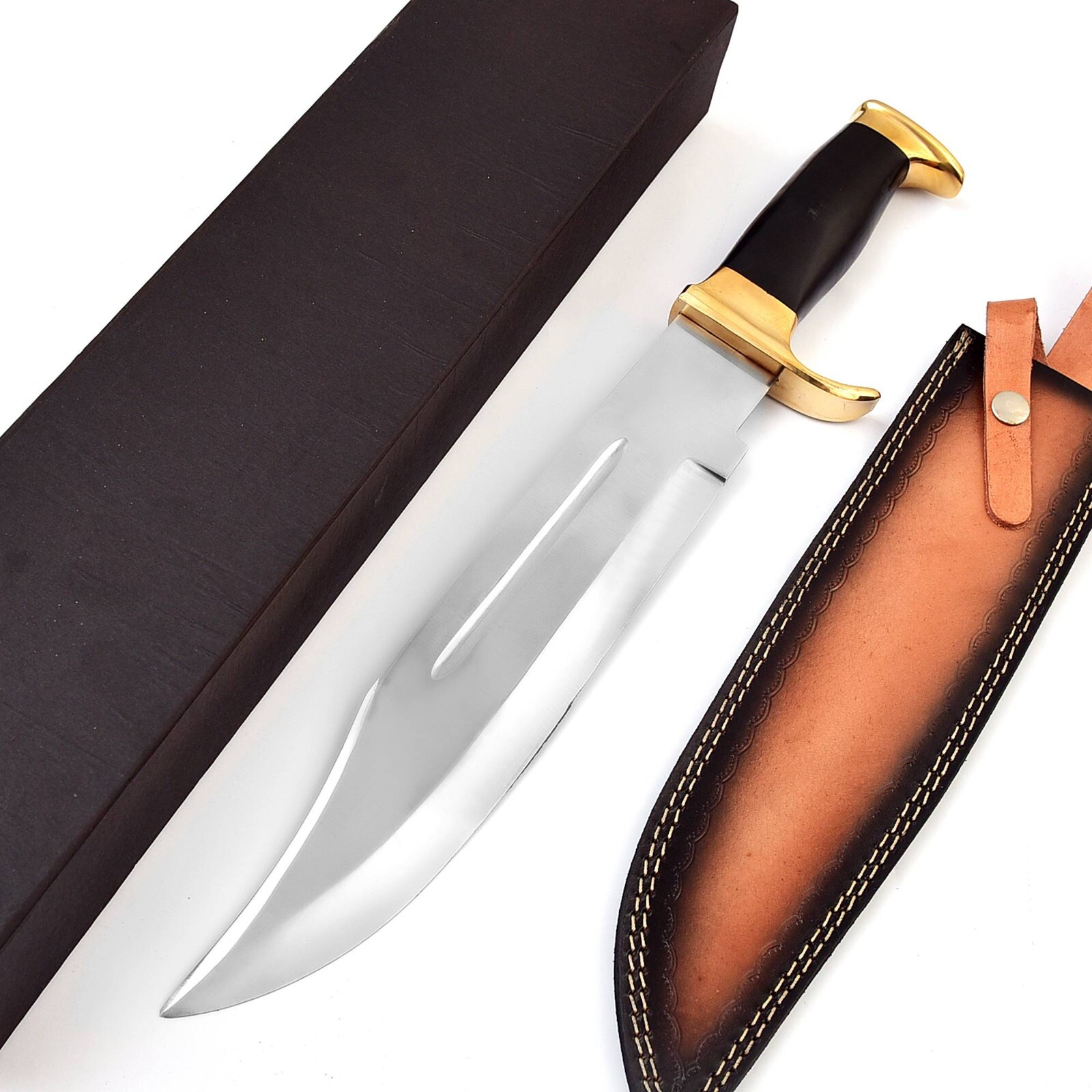 18 Inch High Carbon Steel Hunting Bowie Knife with leather sheath , Gift Pack