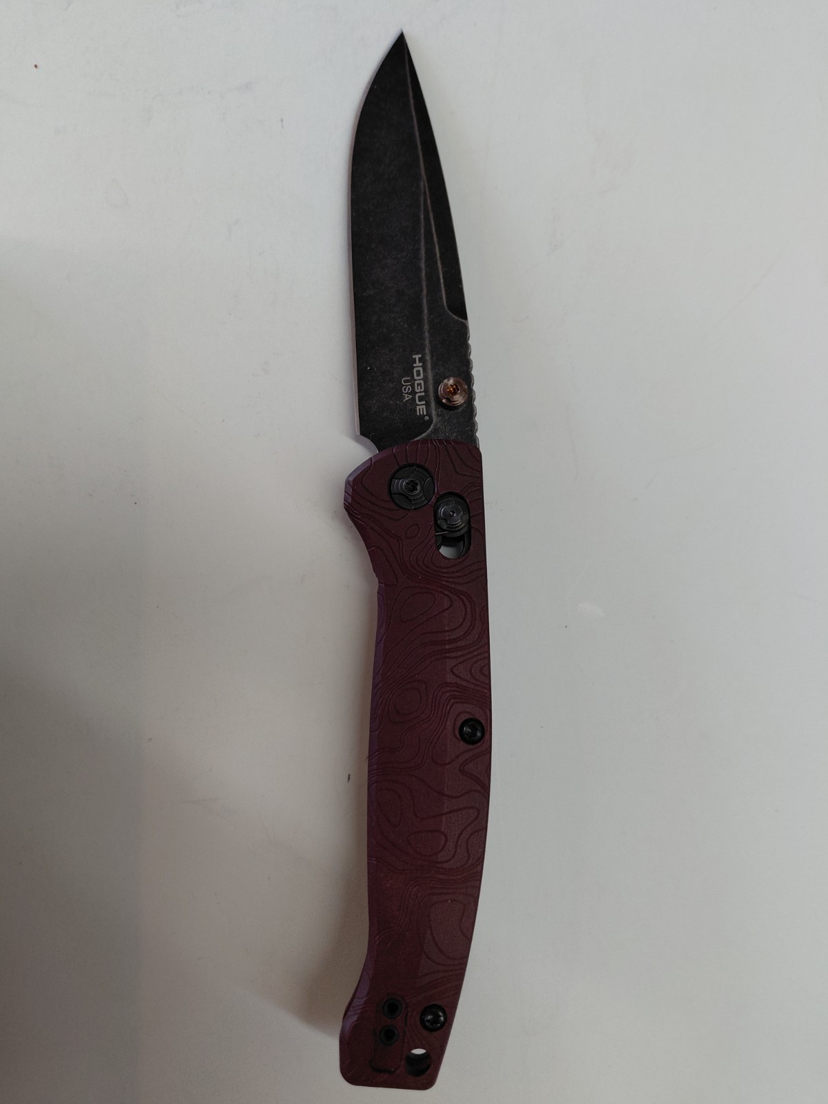 Hogue Knives Mysto Fire 24452 NOS Display Model MagnaCut Redstone Richlite
