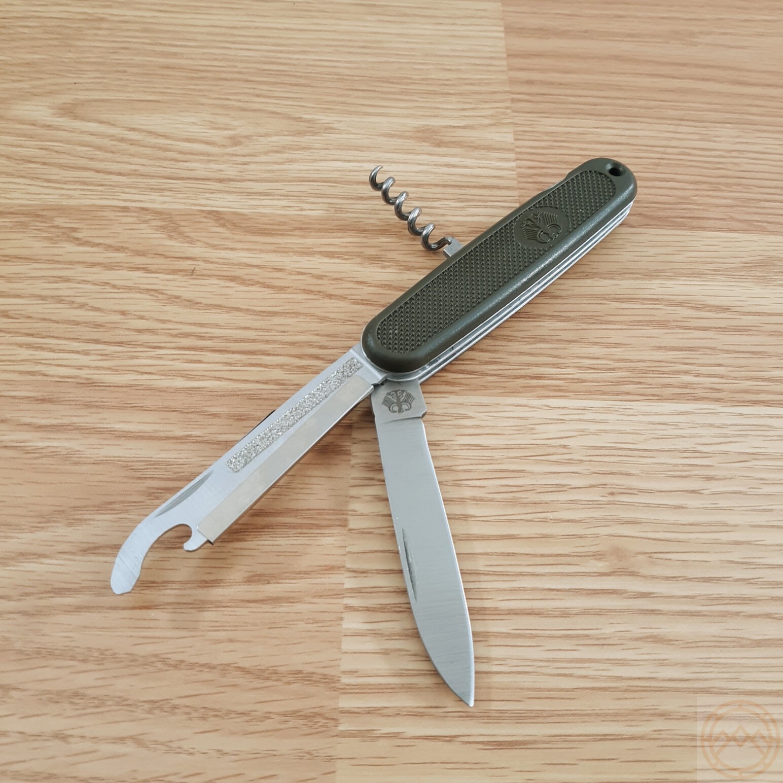 Bundeswehr Military Folding Knife Stainless Blades OD Green Handles Multi Tool