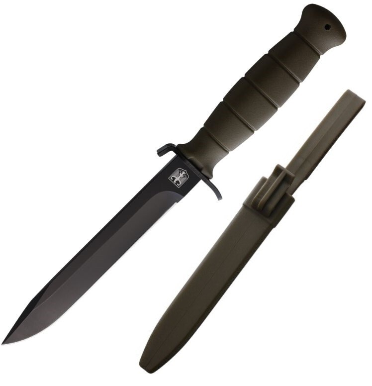 OD Green Military Fixed Blade Knife Stainless Steel Blade ABS Handle Belt Sheath