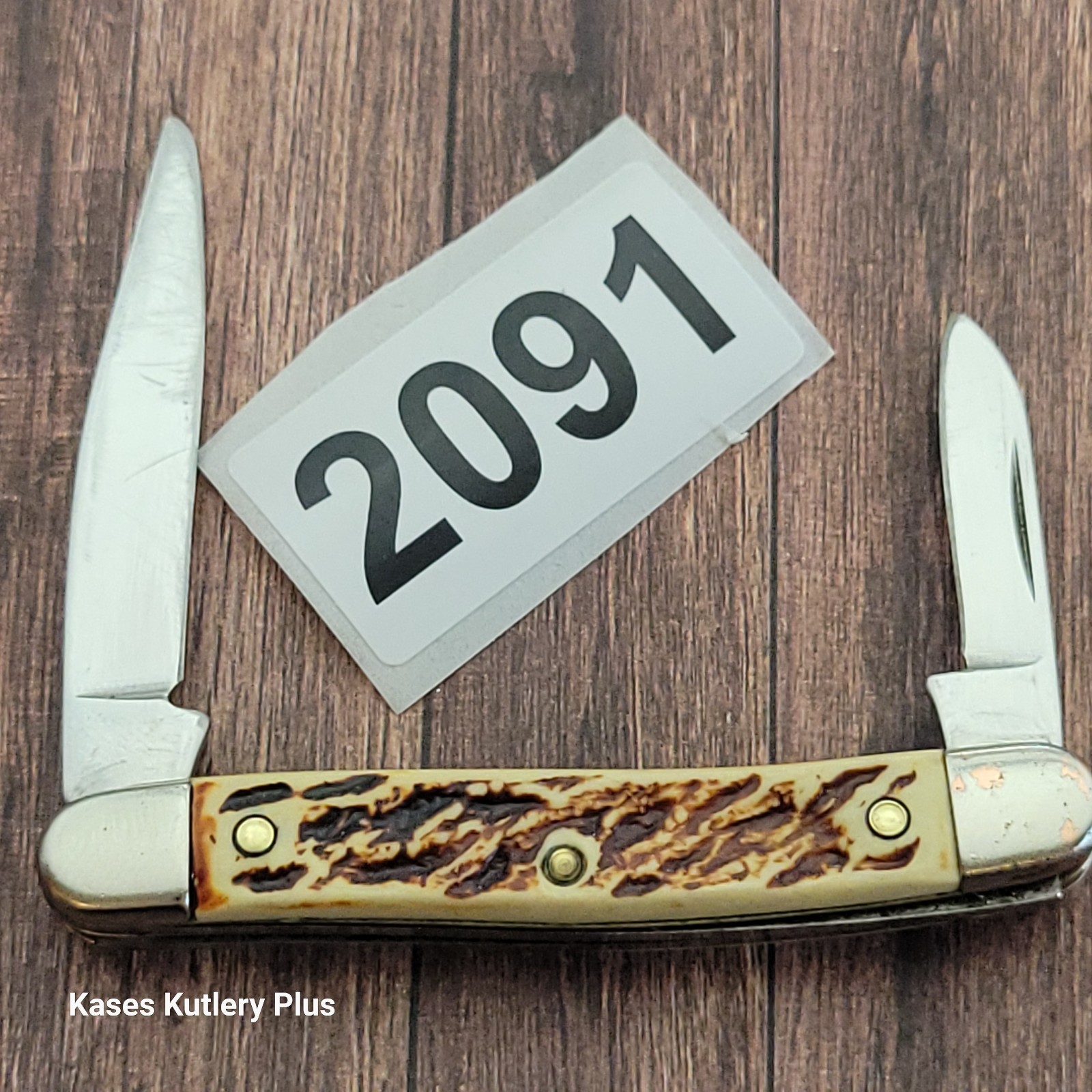 Sharp Brand 2.75″ Closed Faux Stag SS Folding Pocket Knife Made In USA