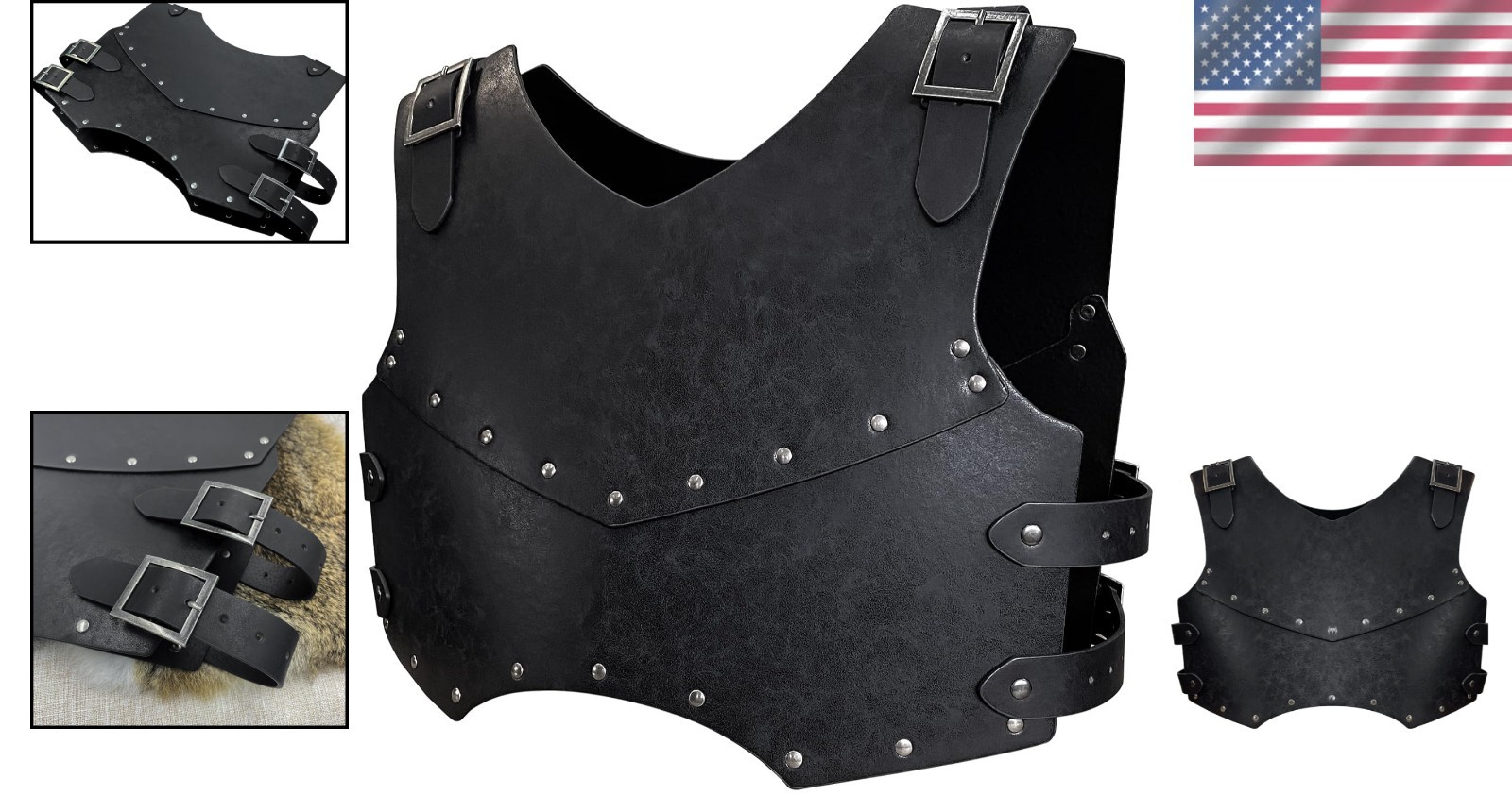Medieval Faux Leather Chest Armor Body Armor for LARP Renaissance Cosplay