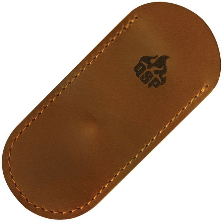 QSP Knife Sheath Metal Pocket Clip 5.5″ x 2.38″ Light Brown Leather Construction