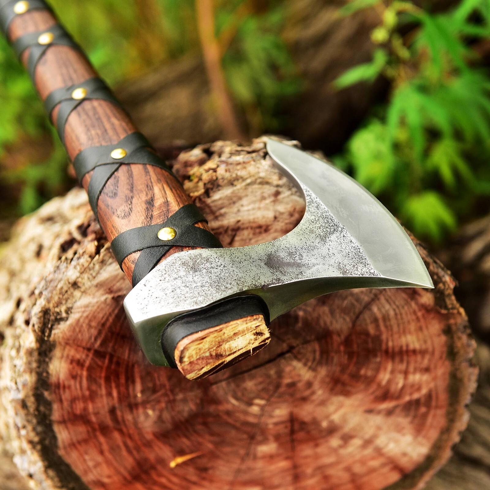 RAGNAR VIKING AXE Larp Forged Camping Axe with Rose Wood Shaft, Viking ,sheath