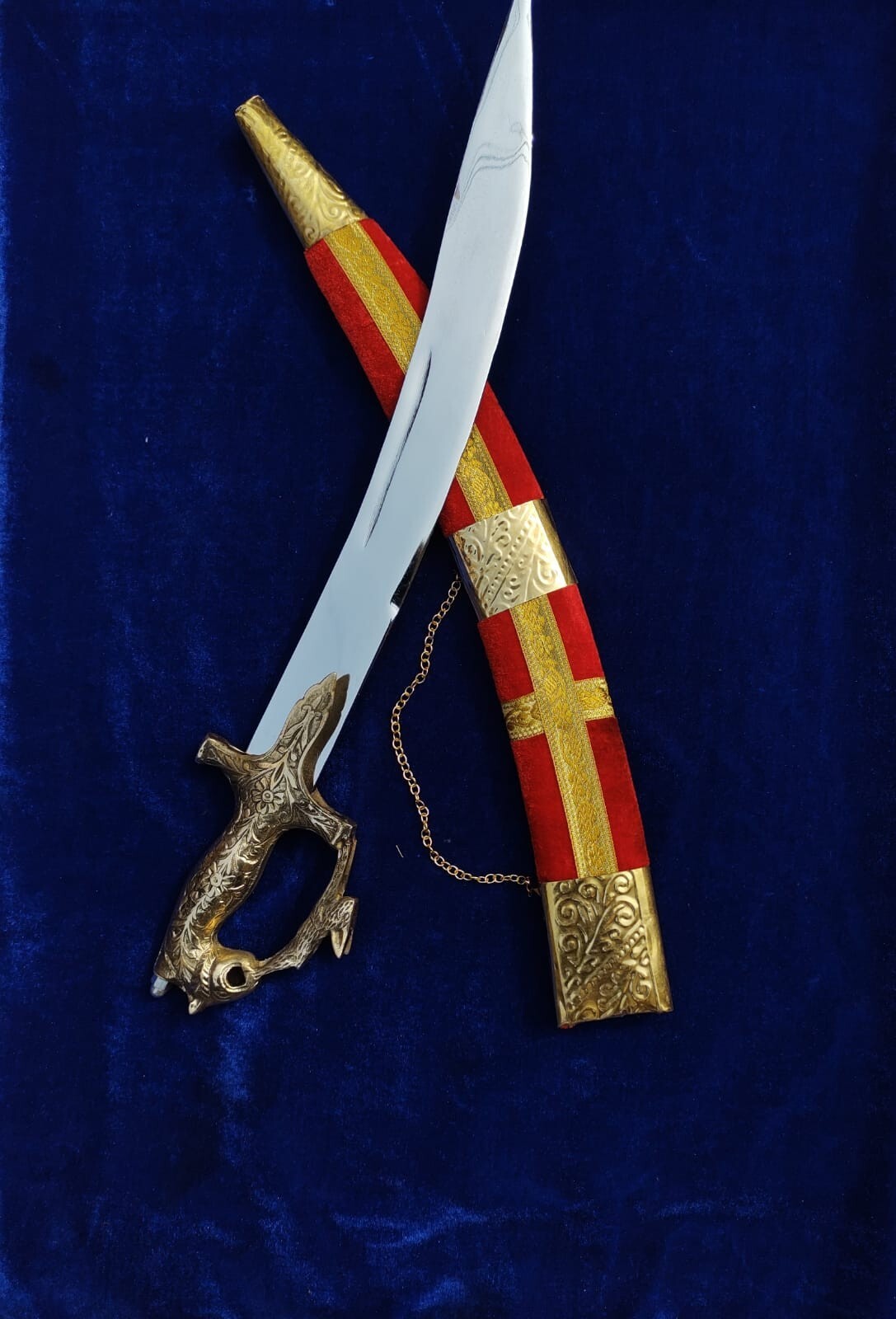 TRADITIONAL INDIAN RAJPUTI SWORD,STAINLESS STEEL BLADE WITH PERSONALISED CARVING