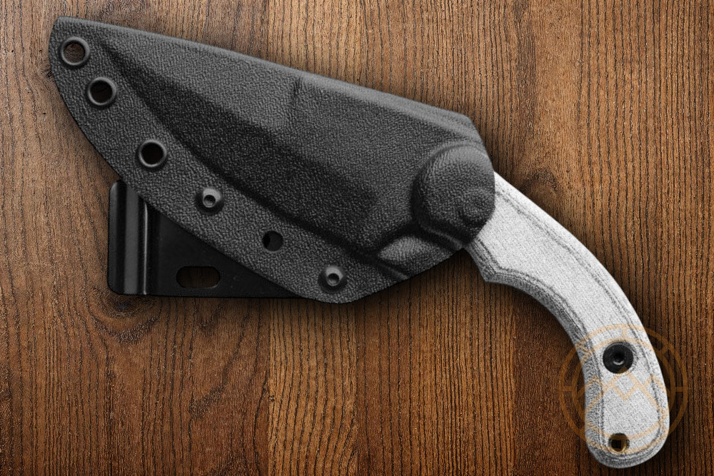 TOPS Felony Stop Fixed Knife 3.5″ 1095 Steel Blade Gray Micarta Onlay Handle