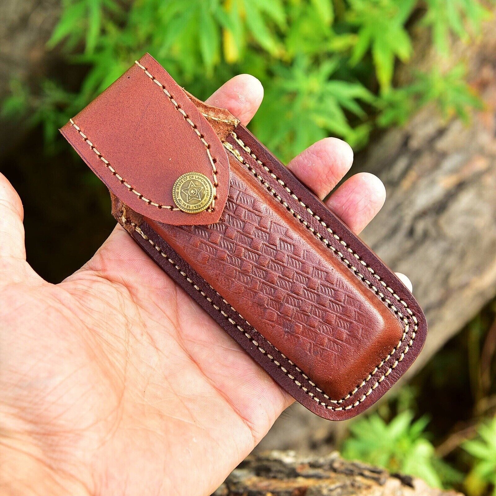 Handmade Pocket Folding Knife Sheath 5.5″ Leather Belt Holster Cover Camping