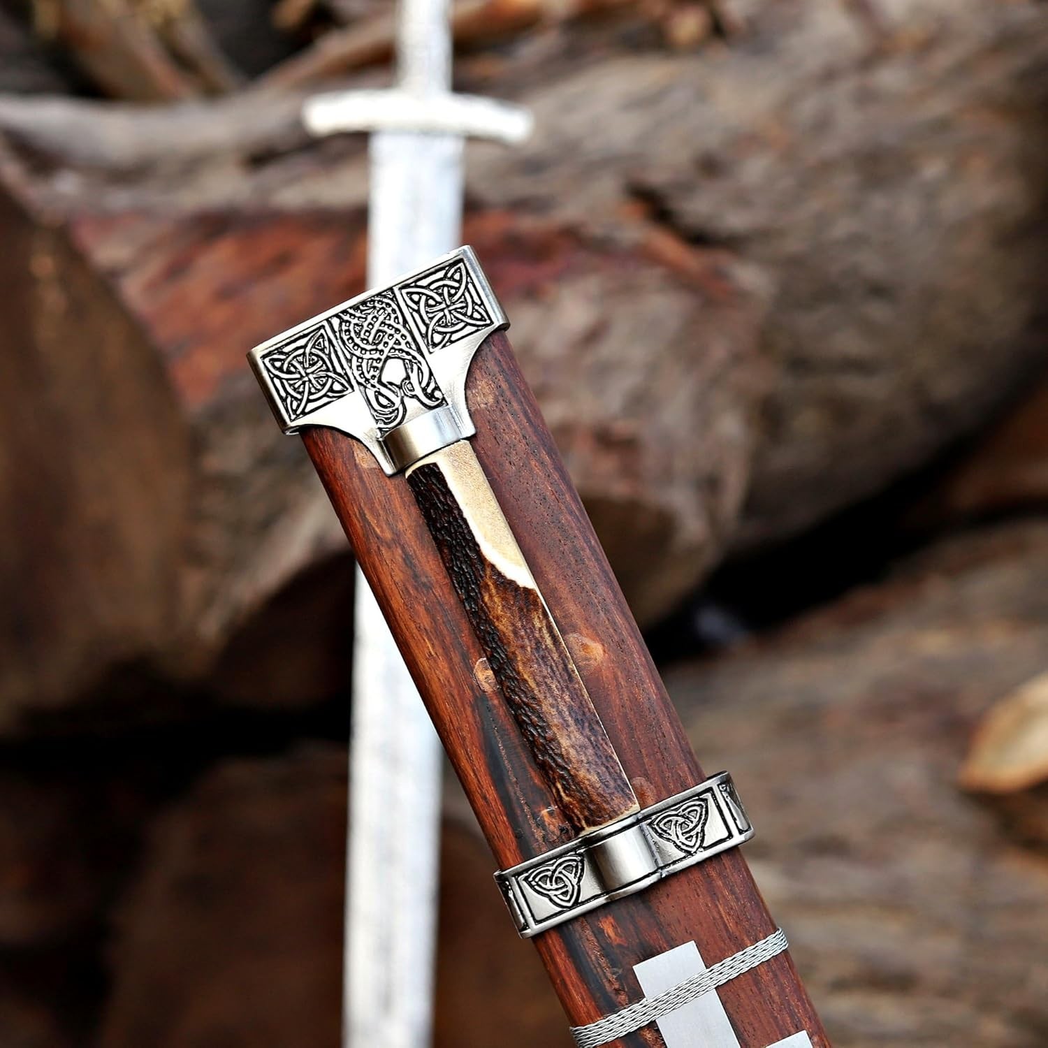 Hand Forged Damascus Steel Viking Sword Battle Ready Medieval Sword +Scabbard