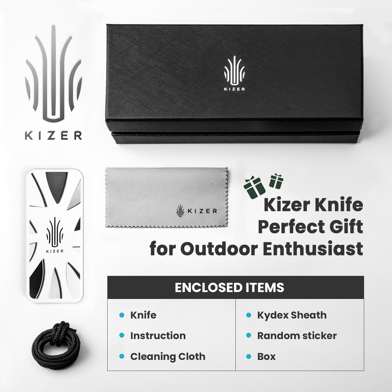 Kizer CUTTLER Straight Fixed Pocket Knife D2 Steel Blade & Handle+Sheath 1058A1